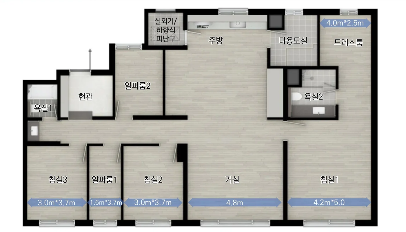 8BL 117㎡A 확장 기본형 평면도